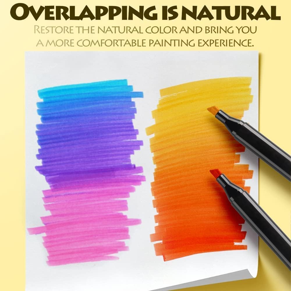 KLIFFOO Dual Tip Colorful Art Markers Sketch Pens 24 Colors With Carrying Case For Painting Sketching Calligraphy Drawing -Twin Head Permanent Colouring Marker Pens For Kids Adult, Multicolor (24) - Image 5