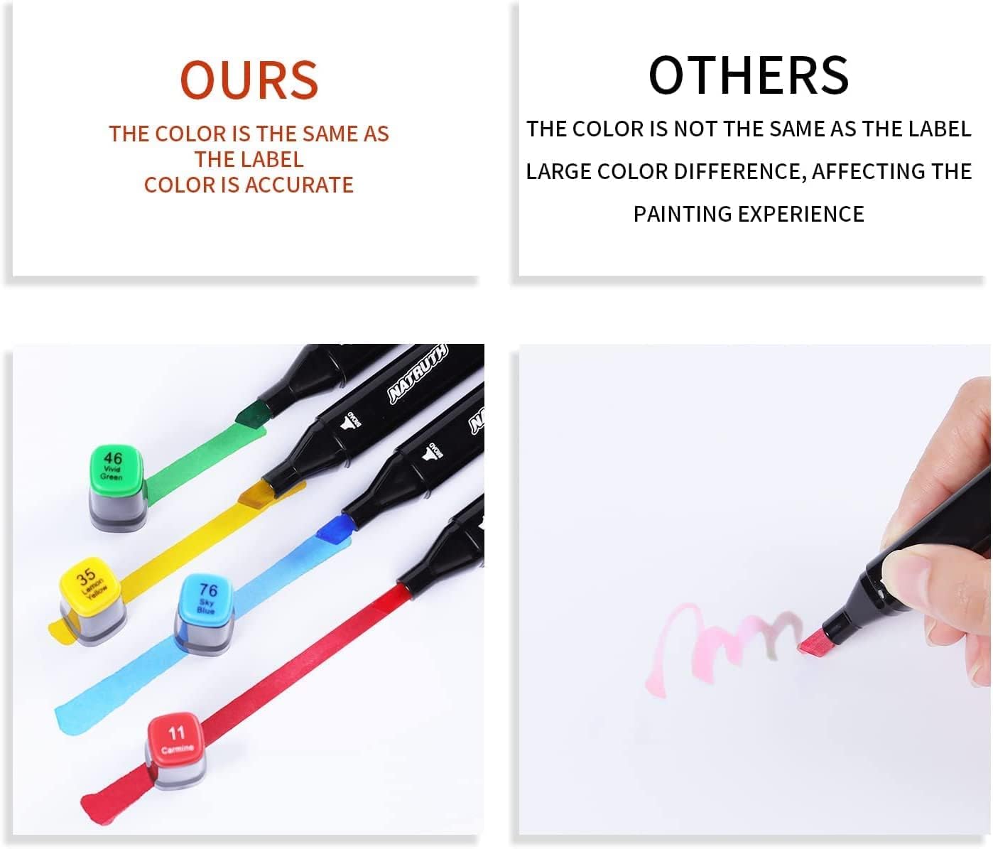 KLIFFOO Dual Tip Colorful Art Markers Sketch Pens 24 Colors With Carrying Case For Painting Sketching Calligraphy Drawing -Twin Head Permanent Colouring Marker Pens For Kids Adult, Multicolor (24) - Image 9