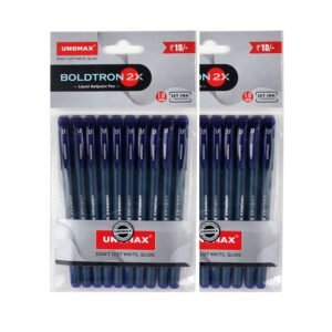 UNOMAX Boldtron 2X 1.0mm Ball Point Pens - Pack of 20 (20 Blue) | Fast-Flowing Ink, Pocket-Friendly, Budget-Friendly, Ideal for Daily Use and Fine Handwriting