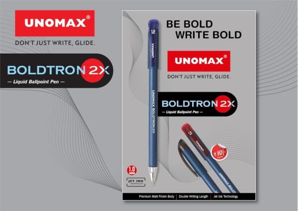 UNOMAX Boldtron 2X 1.0mm Ball Point Pens - Pack of 20 (20 Blue) | Fast-Flowing Ink, Pocket-Friendly, Budget-Friendly, Ideal for Daily Use and Fine Handwriting - Image 3