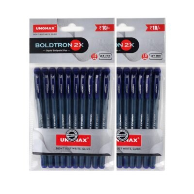 UNOMAX Boldtron RT Ball Point Pens - Pack of 20 (20 Blue) | Fast-Flowing Ink, Pocket-Friendly, Budget-Friendly, Ideal for Daily Use and Fine Handwriting