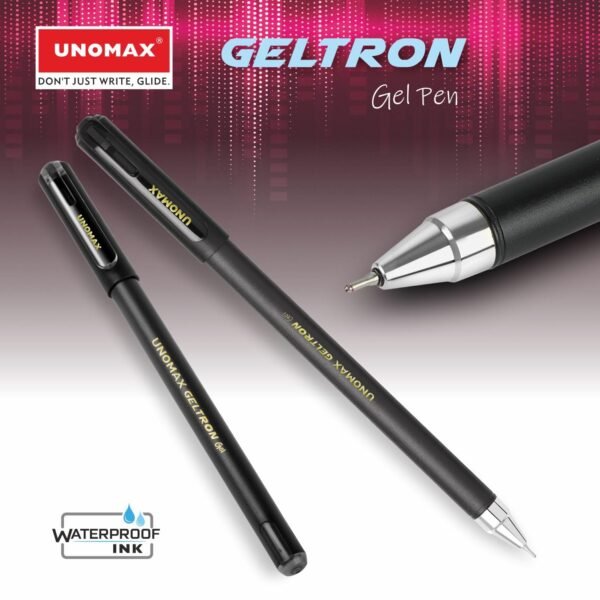 UNOMAX Geltron Gel Pen Pack of 10 (10 Black) | Professional Ergonomic Design for Daily Use, Exam-Friendly | Fast-Flowing Ink, Writing Precision, Budget-Friendly, - Image 4