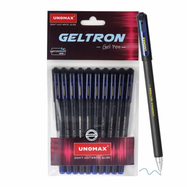 UNOMAX Geltron Gel Pen Pack of 10 (10 Blue) | Professional Ergonomic Design for Daily Use, Exam-Friendly | Fast-Flowing Ink, Writing Precision, Budget-Friendly, - Image 3
