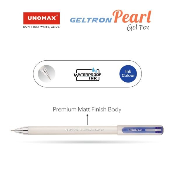 UNOMAX Geltron Pearl 20 (20 Blue) | Professional Ergonomic Design for Daily Use, Exam-Friendly | Fast-Flowing Ink, Writing Precision, Budget-Friendly, - Image 3