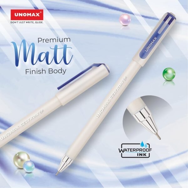 UNOMAX Geltron Pearl 20 (20 Blue) | Professional Ergonomic Design for Daily Use, Exam-Friendly | Fast-Flowing Ink, Writing Precision, Budget-Friendly, - Image 4