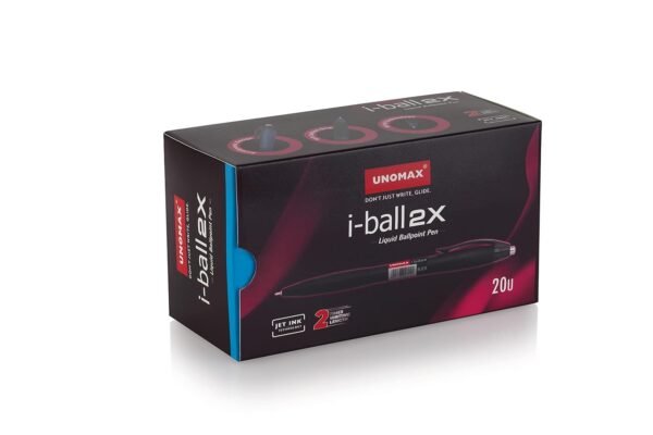 UNOMAX I-Ball 2X Ball Pen - Set of 20 (Black) | Enjoy Smooth, Smudge-Free Writing | Perfect for Daily Use, Exams | Double Writing Length for Long-Lasting Performance | Retractable, Quick-Drying - Image 5