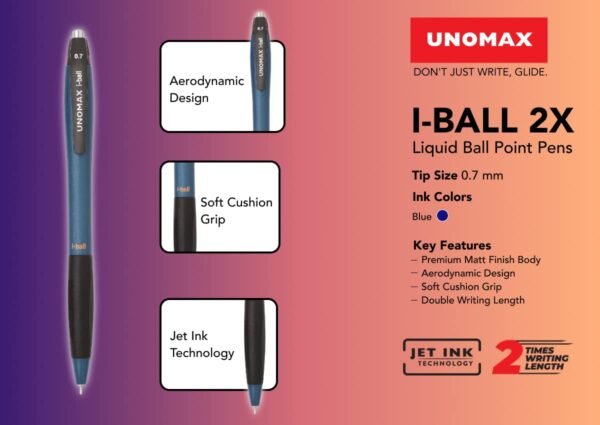 UNOMAX I-Ball 2X Ball Pen - Set of 20 (Black) | Enjoy Smooth, Smudge-Free Writing | Perfect for Daily Use, Exams | Double Writing Length for Long-Lasting Performance | Retractable, Quick-Drying - Image 7