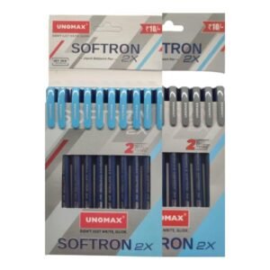 UNOMAX Softron 2X Ball Pen Mega Pack - Set of 20 (10 Blue & 10 Black) | Supreme Writing Elegance | Jet Black Ink | Luxurious Matt Finish Body | Superior 0.7mm Tip Size