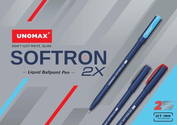 UNOMAX Softron 2X Ball Pen Mega Pack - Set of 20 (10 Blue & 10 Black) | Supreme Writing Elegance | Jet Black Ink | Luxurious Matt Finish Body | Superior 0.7mm Tip Size - Image 2