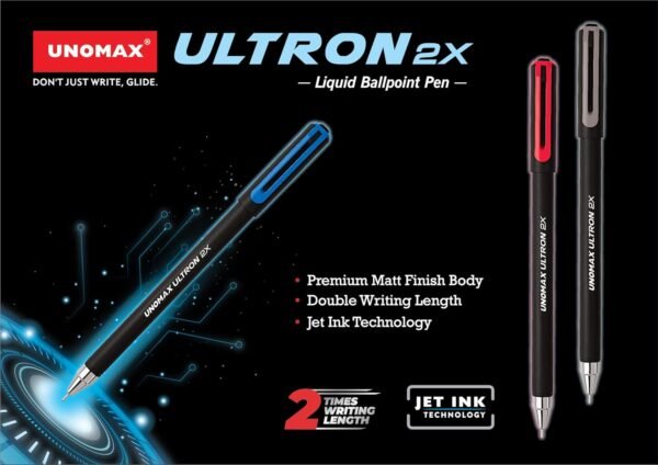 UNOMAX Ultron 2X Ball Pen - Set of 10 (Jet Red) | Unleash the Art of Writing with Elegance | Matt Finish Body | 0.7mm Tip Size for Superior Precision | Jet Ink Technology for Effortless
