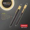 Unomax Digi Gold Retractable Ballpoint Pen| Jet Ink Technology| Smooth Writing & Strong Grip| Long Writing Length| Gold Plated Clip, Premium Matt Finish Body, Smooth Click| Blue Ink| Pack of 5