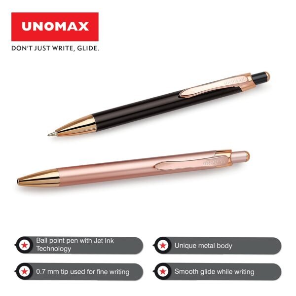 Unomax Excella Premium Metal Body Ball Point Pen with Jet Ink Technology (Set of 6- Blue) - Image 5