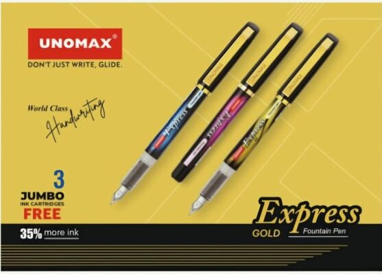 Unomax Express Gold Fountain Pen| Gold Plated Metal Clip| J…