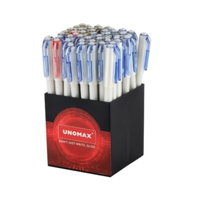 Unomax GELTRON PEARL Gel Pens Set of 50 (Assorted) (35 Blue/ 12 Black / 3 Red)| Precision 0.6mm Tip | Waterproof Ink Technology | Perfect for Professionals, Students, Artists