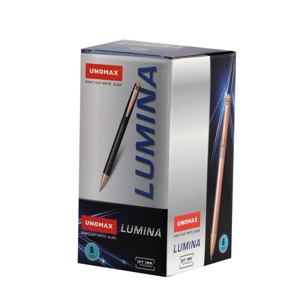 Unomax Lumina Premium Metal Body Ball Point Pen with Jet Ink Technology (Set of 6- Blue) - Image 2