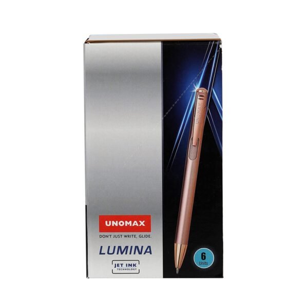 Unomax Lumina Premium Metal Body Ball Point Pen with Jet Ink Technology (Set of 6- Blue) - Image 3