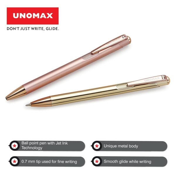 Unomax Lumina Premium Metal Body Ball Point Pen with Jet Ink Technology (Set of 6- Blue) - Image 5