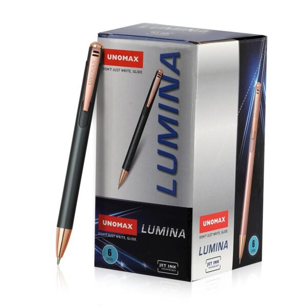 Unomax Lumina Premium Metal Body Ball Point Pen with Jet Ink Technology (Set of 6- Blue) - Image 9