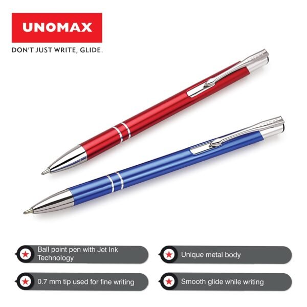 Unomax Stylus Premium Metal Body Liquid Ball Point Pen (Set of 6- Blue) - Image 6