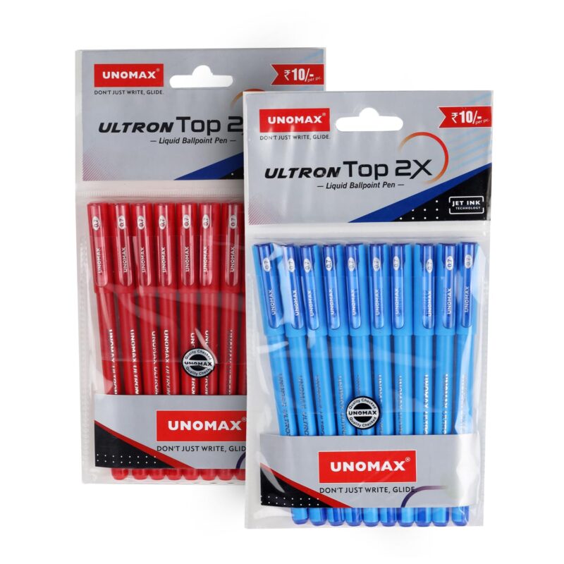 Unomax Top 2X Ballpen (20 Pc Hanger) | 10 Blue and 10 Red | Precision 0.7mm Tip for Detailed Writing | Comfort Grip for | Perfect for Professionals, Students, and Everyday Use
