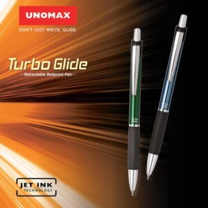 Alternative view of Unomax Turbo Glide Anodized Body Retractable Liquid Ball Point Pen (Set of 10- Blue)
