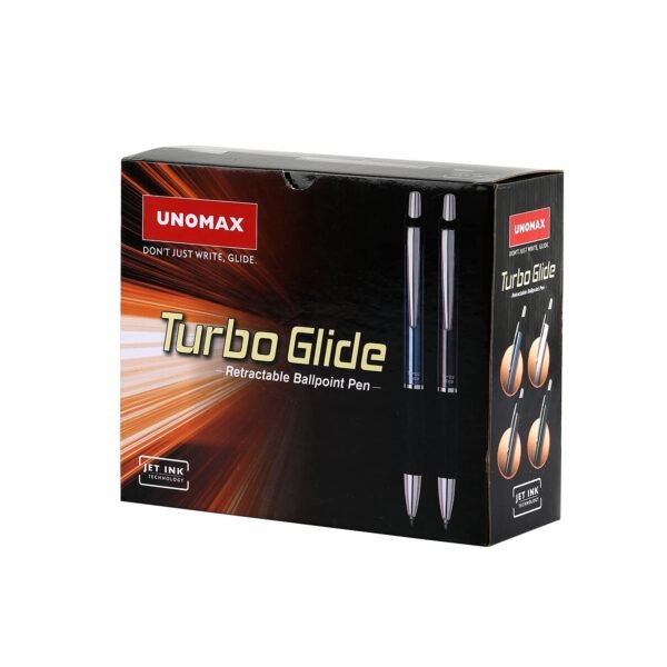 Unomax Turbo Glide Anodized Body Retractable Liquid Ball Point Pen (Set of 10- Blue) - Image 4