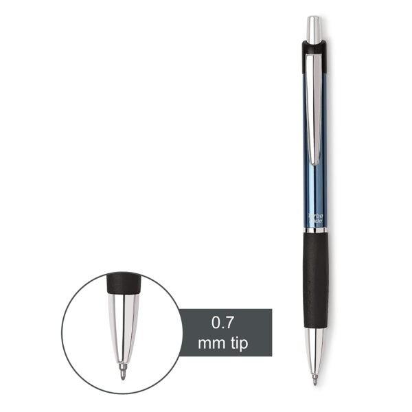 Unomax Turbo Glide Anodized Body Retractable Liquid Ball Point Pen (Set of 10- Blue) - Image 7
