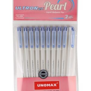 Unomax Ultron 2X Pearl Liquid Ball Point Pen | Premium Matt Finish | Double Writing Length | Jet Ink Technology (Pack of 20) (Blue)