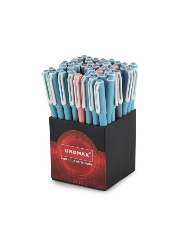 Unomax Ultron Neo 2X Ballpen - Set of 50 (Assorted) (35 Blue/ 12 Black / 3 Red) | Vibrant Pastel Colors & Luxurious Matte Finish | Perfect for Professionals, Students & Creative Minds