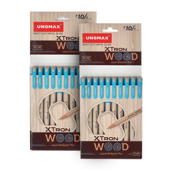 Unomax Xtron Wood Ballpen (20 Unit Hanger), Blue | Wooden Finish | Precision 0.7mm Tip | Jet Ink Technology | Comfort Grip | Perfect for Professionals, Students, and Everyday Use - Image 2