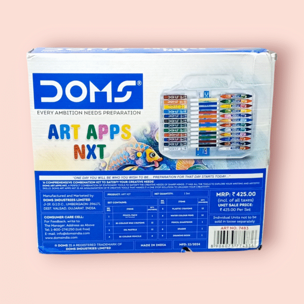 Doms Art Apps Nxt Kit With Plastic Carry Case | Perfect Value Pack | Kit For School Essentials | Gifting Range For Kids | Combination of 9 Stationery Items - Image 4