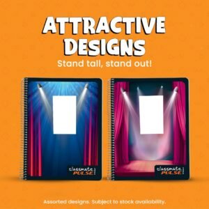 Classmate 2100135 Soft Cover 6 Subject Spiral Binding Selfie Notebook, Single Line, 300 Pages (Pack of 2)