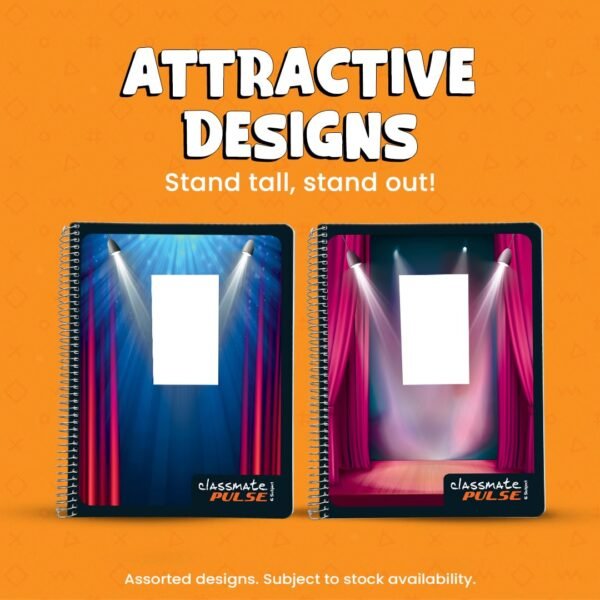 Classmate 2100135 Soft Cover 6 Subject Spiral Binding Selfie Notebook, Single Line, 300 Pages (Pack of 2)