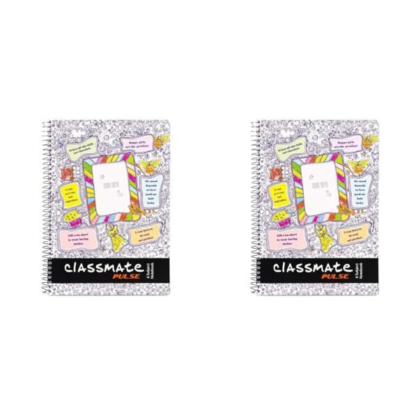 Classmate 2100135 Soft Cover 6 Subject Spiral Binding Selfie Notebook, Single Line, 300 Pages (Pack of 2) - Image 2