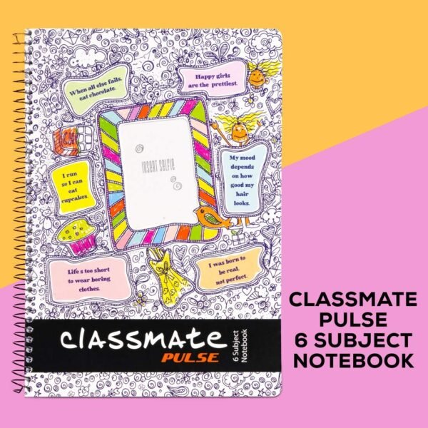 Classmate 2100135 Soft Cover 6 Subject Spiral Binding Selfie Notebook, Single Line, 300 Pages (Pack of 2) - Image 4
