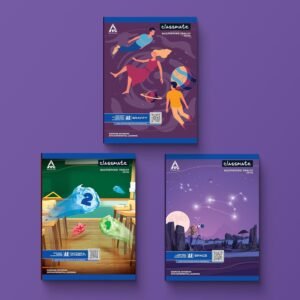 Classmate Augmented Reality Notebooks - 140 Pages | Pack of 3 Long Size Ruled Notebooks for School Students | Immersive AR Learning Experience | 29.7cm x 21.0cm | Single Line AR Notebook