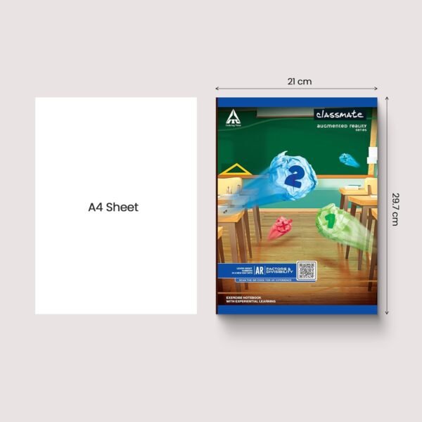 Classmate Augmented Reality Notebooks - 140 Pages | Pack of 3 Long Size Ruled Notebooks for School Students | Immersive AR Learning Experience | 29.7cm x 21.0cm | Single Line AR Notebook - Image 3