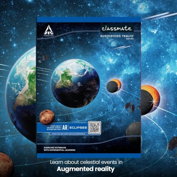 Classmate Augmented Reality Notebooks - 240 Pages | Pack of 3 Long Size Unruled Notebooks for School Students | Immersive AR Learning Experience | 29.7cm x 21.0cm | Unruled AR Notebook