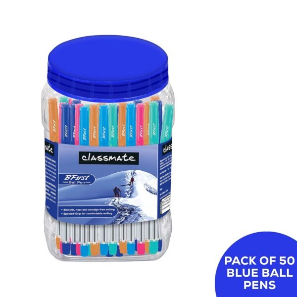 Classmate BFirst Ball Pen (Blue)- Pack of 50, (4030278) Octane Neon Gel 25s Jar- 25 Blue Gel Pens - Image 3