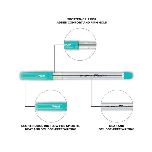 Classmate BFirst Ball Pen (Blue)- Pack of 50, (4030278) Octane Neon Gel 25s Jar- 25 Blue Gel Pens - Image 4