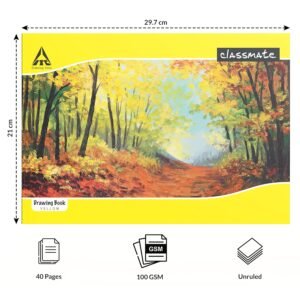 Alternative view of Classmate Drawing Book - Unruled, 40 Pages, 210 mm x 297 mm - Pack Of 4