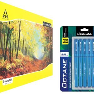 Classmate Drawing Book - Unruled, 40 Pages, 210 mm x 297 mm - Pack of 4 Octane- Blue Ball Pens (Pack of 5)