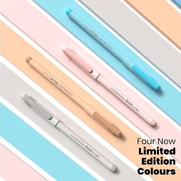 Classmate Hook Ball Pen- Blue (Pack of 50)|Multicolour Body Pens|Attractive Pastel Shades for Boys & Girls|Smooth Writing Ball Pen|Unique Cap Design - Image 4