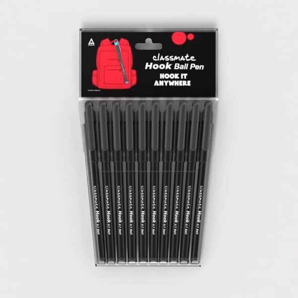 Classmate Hook- Black Ball Pens (Pack of 10)|Smooth & Fast Writing Ball Pens|Unique Griper for Writing Comfort|Attractive Body Design for Boys & Girls|School & Office Stationery - Image 6