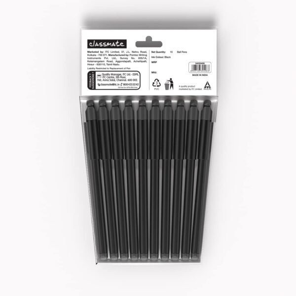 Classmate Hook- Black Ball Pens (Pack of 10)|Smooth & Fast Writing Ball Pens|Unique Griper for Writing Comfort|Attractive Body Design for Boys & Girls|School & Office Stationery - Image 7