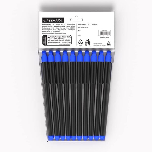 Classmate Hook- Blue Ball Pens (Pack of 10)|Smooth & Fast Writing Ball Pens|Unique Griper for Writing Comfort|Attractive Body Design for Boys & Girls|School & Office Stationery - Image 7