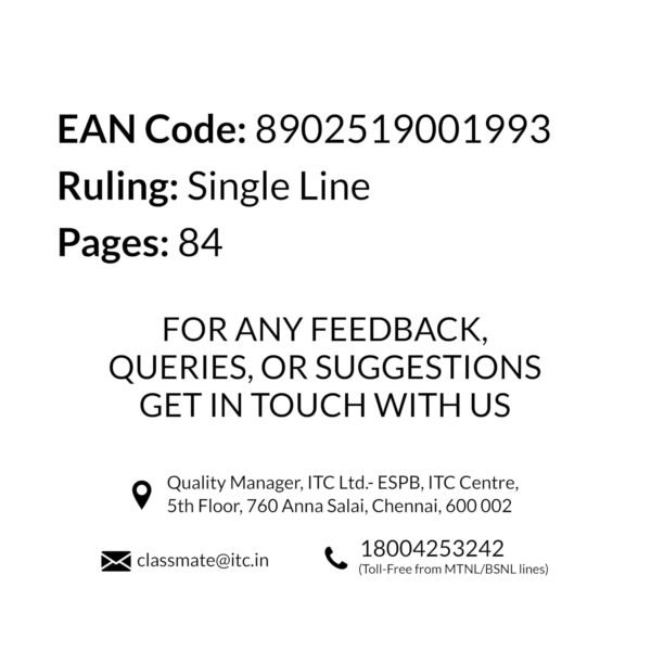 Classmate Long Book - Single Line, 80 Pages, 297 mm x 210 mm - Pack Of 6 - Image 3