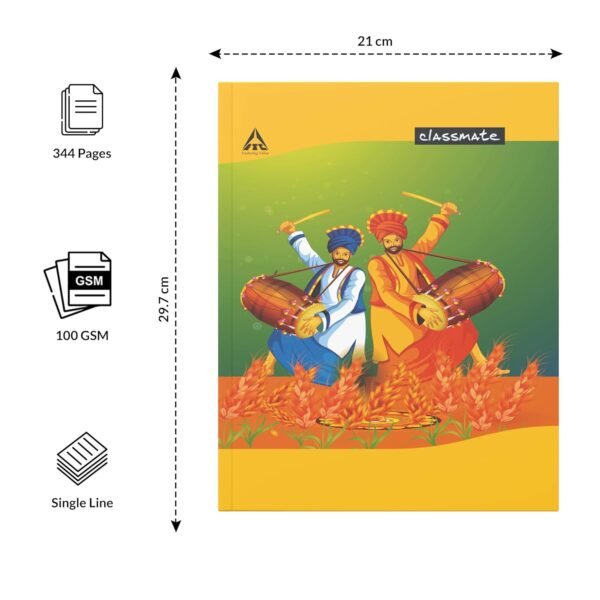 Classmate Longbook - Single Line, 344 Pages, 297mm x 210mm, Pack of 4 - Image 7