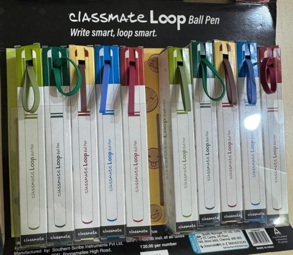 Classmate Loop Ball Pen Pack, 20 Pens, Assorted Colours, Writes 5,000m - Image 2