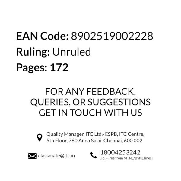 Classmate Notebook | 172 Pages | Unruled | 24.0cm x 18.0cm | Pack of 4 | Unruled Notebook for School Students - Image 3